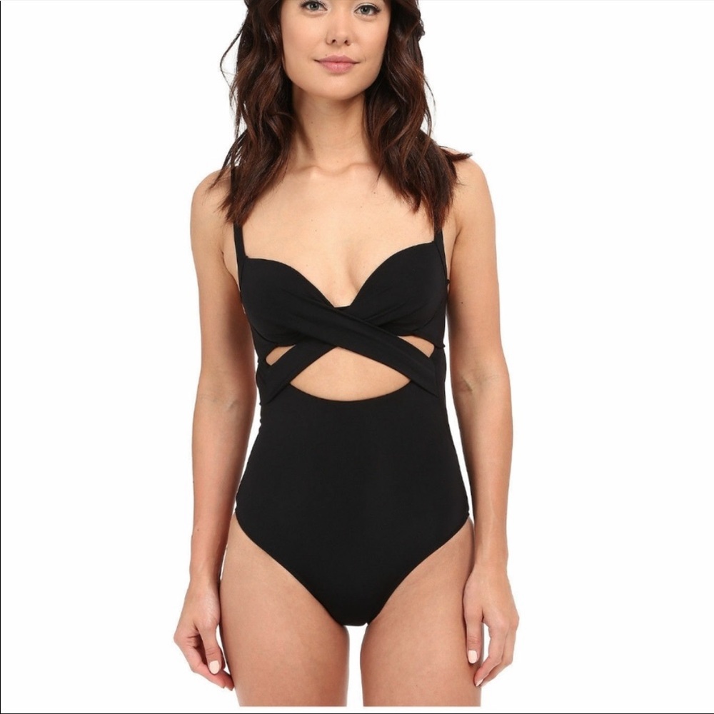 Black One piece Swimsuit with cutouts by JETS by Jessika Allen